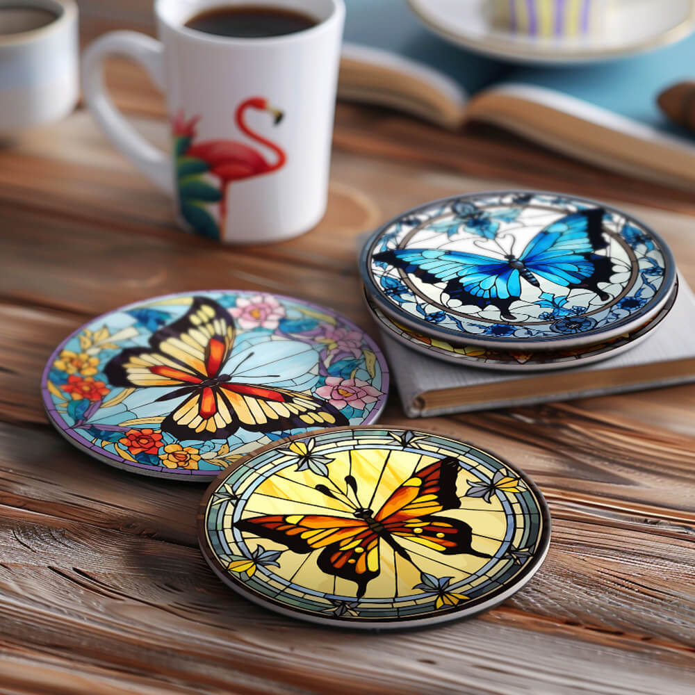 Mariposas Hermosas 4 Posavasos Pintar por Números