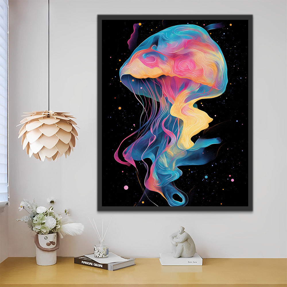 Medusas de Colores Virtuales en Noche Estrellada Pintar por Números