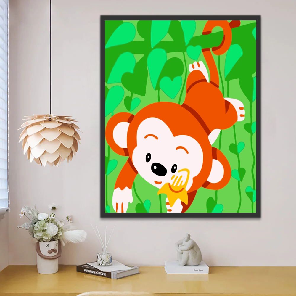 Mono Lindo Colgando Ramas Verdes Pintar por Números Niños