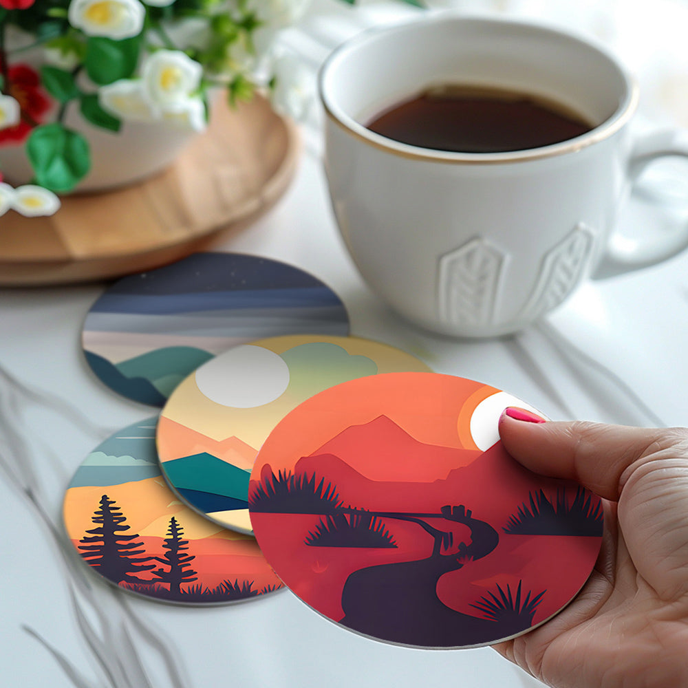 Montaña al Amanecer 6 Posavasos Pintar por Números