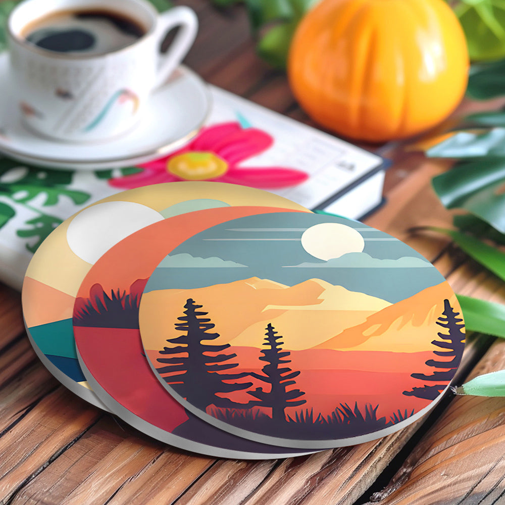 Montaña al Amanecer 6 Posavasos Pintar por Números