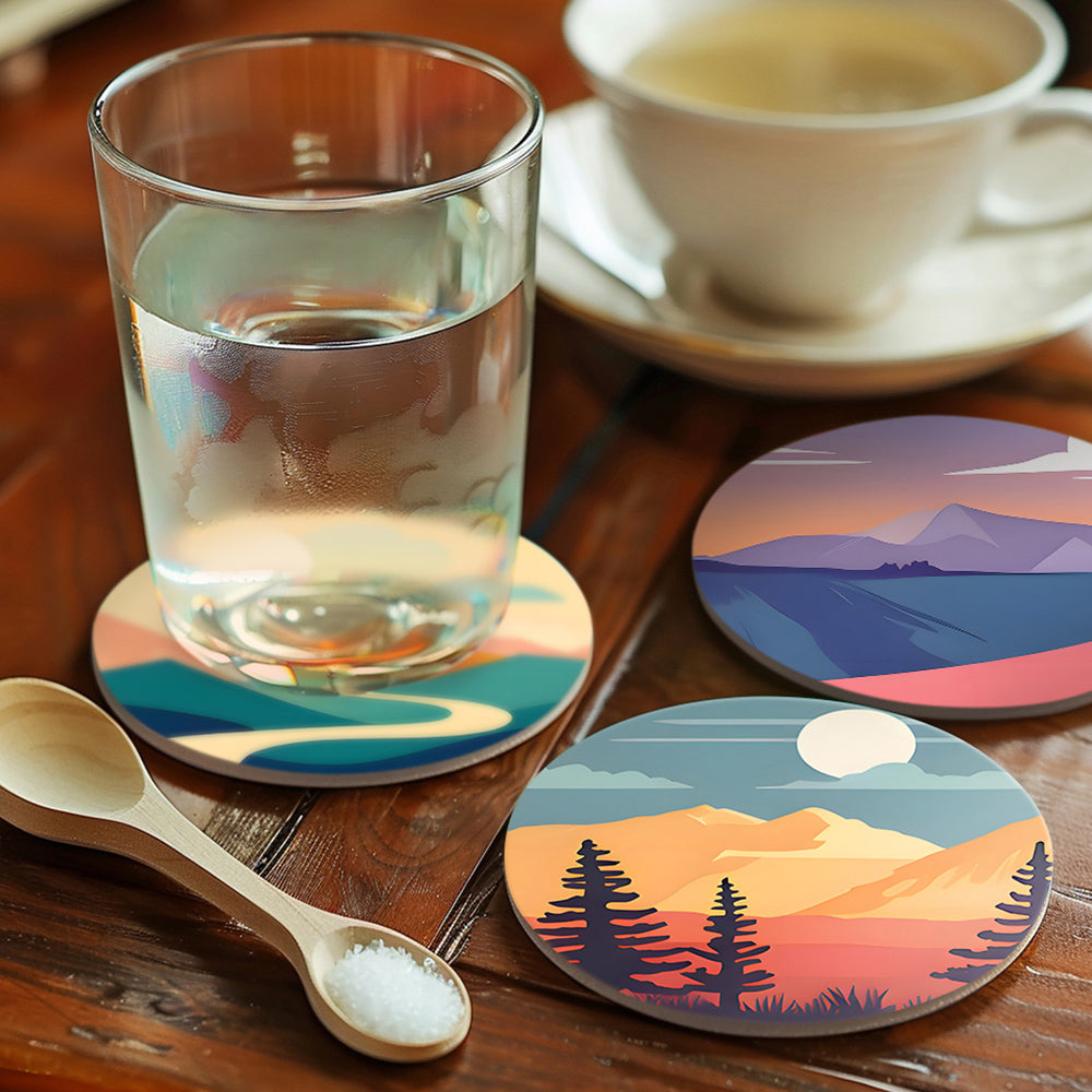 Montaña al Amanecer 6 Posavasos Pintar por Números