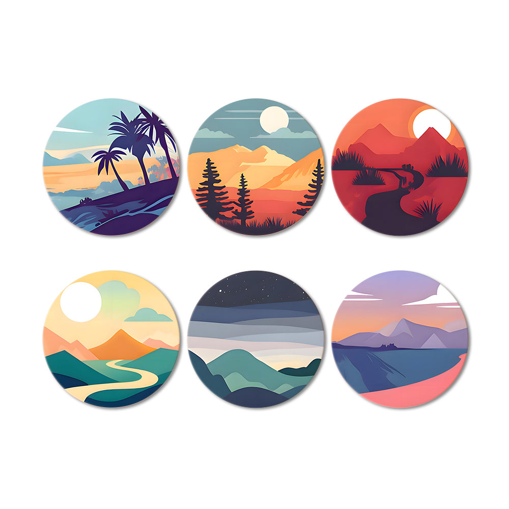 Montaña al Amanecer 6 Posavasos Pintar por Números