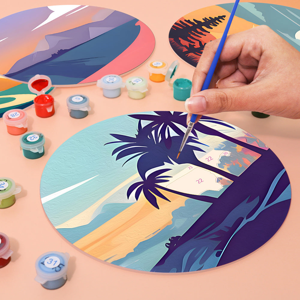 Montañas al Atardecer 6 Salvamanteles Pintar por Números