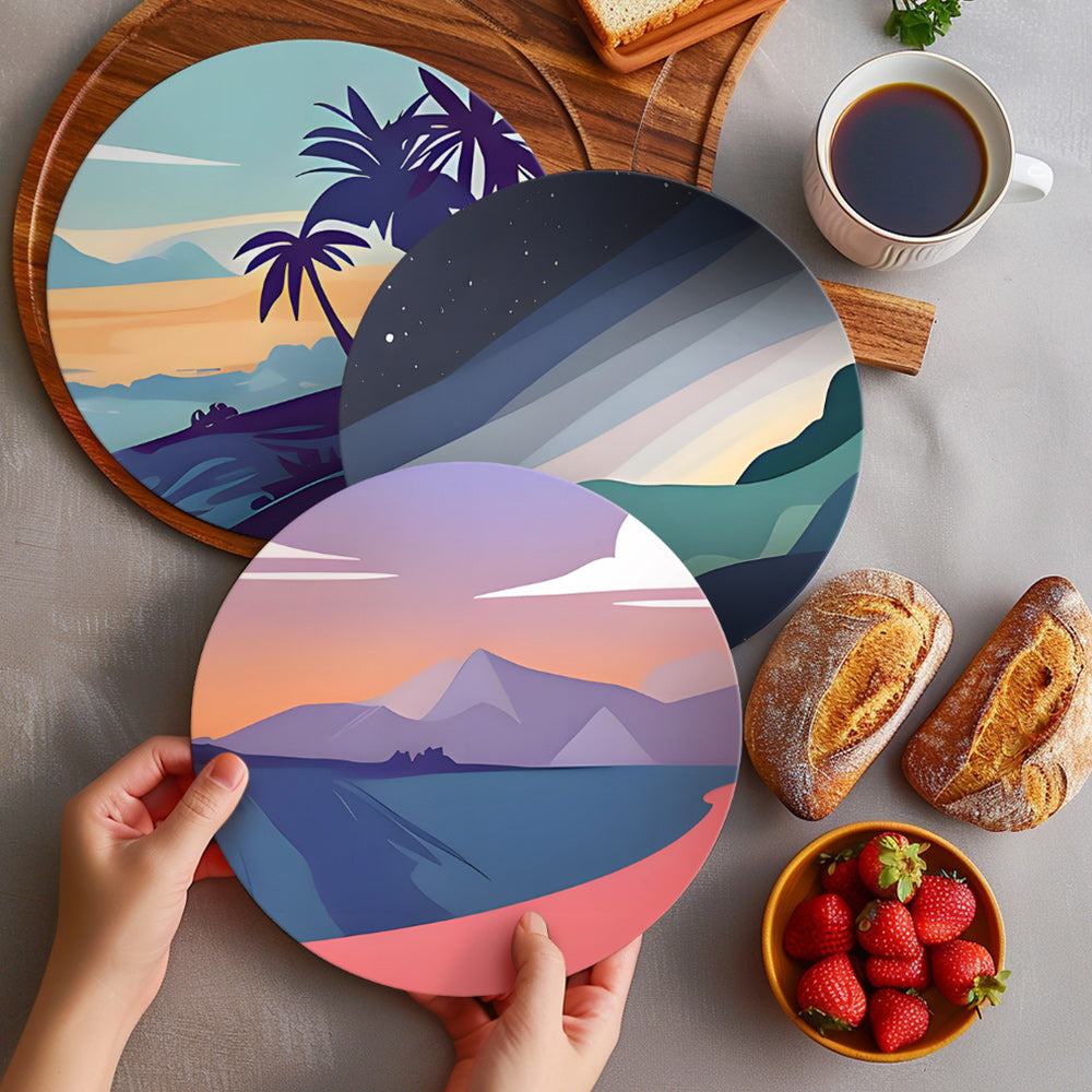 Montañas al Atardecer 6 Salvamanteles Pintar por Números