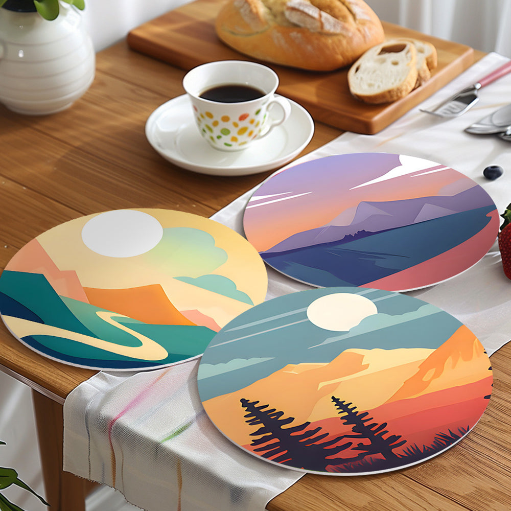 Montañas al Atardecer 6 Salvamanteles Pintar por Números