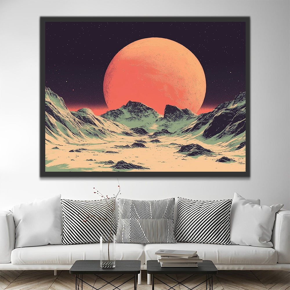 Montañas y La Luna Llena y Cielo Estrellado Pintar por Números
