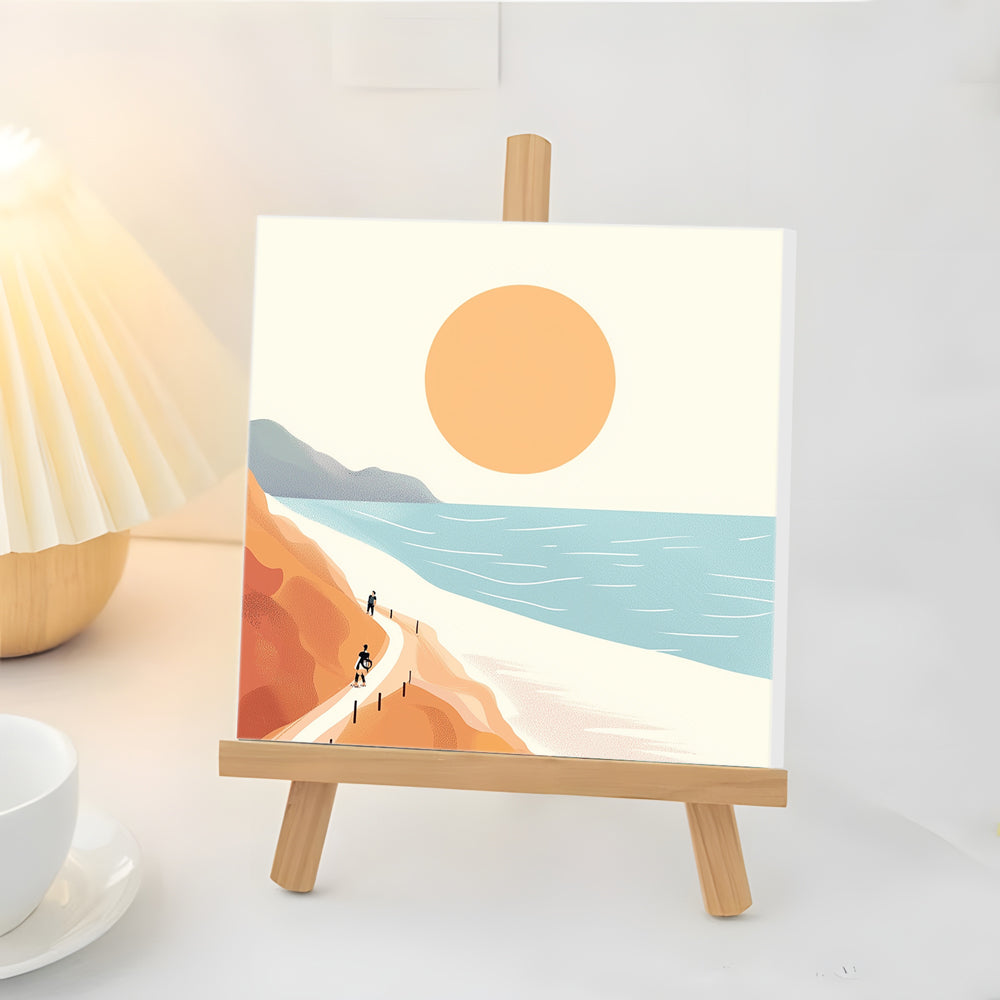 Montañas y Mar con Sol Mini Pintar por Números