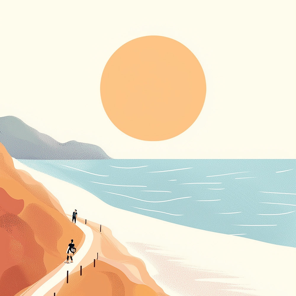 Montañas y Mar con Sol Mini Pintar por Números
