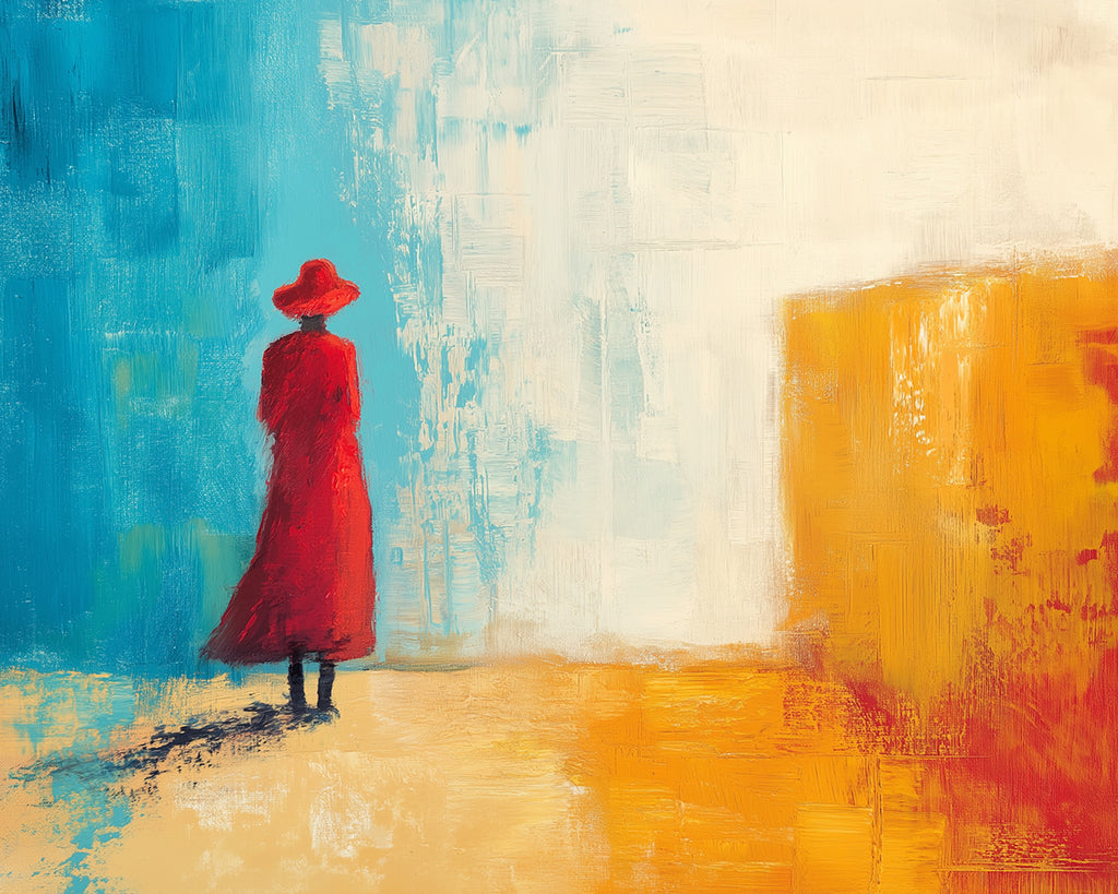 Mujer con Abrigo Rojo al Lado de Pared Pintar por Números