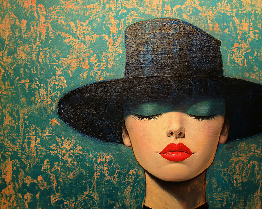 Mujer de Labios Rojos con Sombrero Negro Pintar por Números