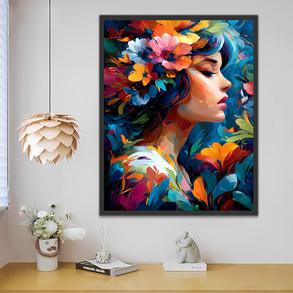 Mujer entre Flores Pintar por Números