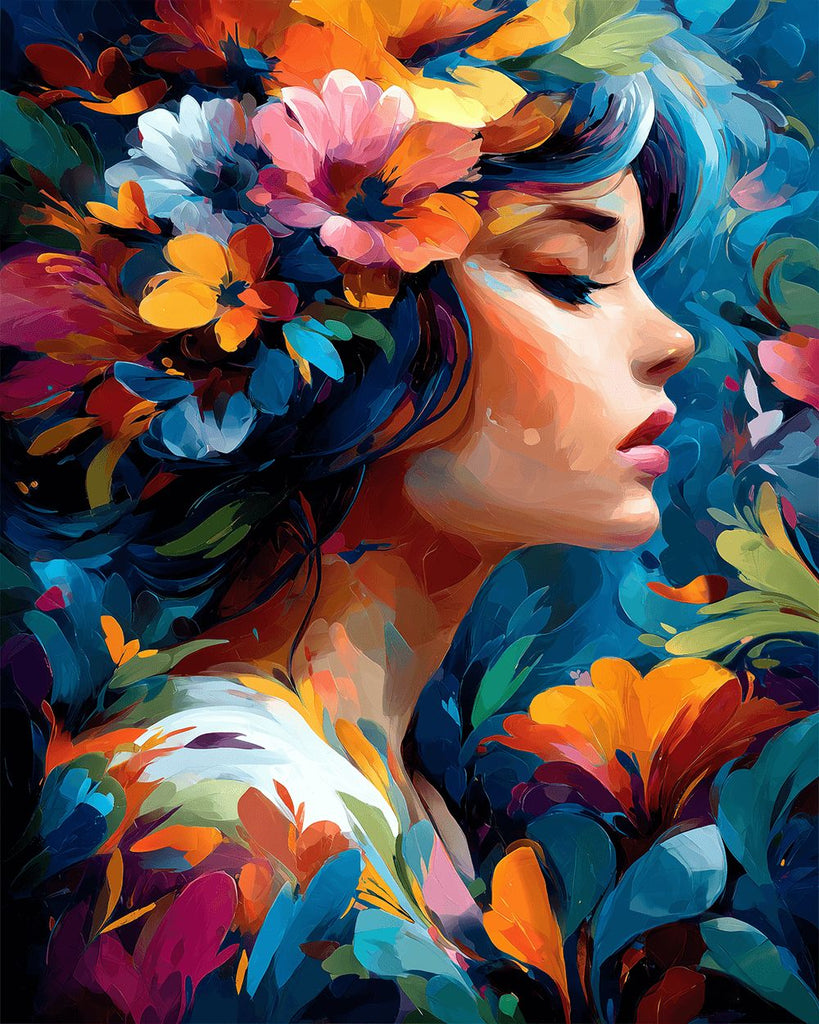 Mujer entre Flores Pintar por Números