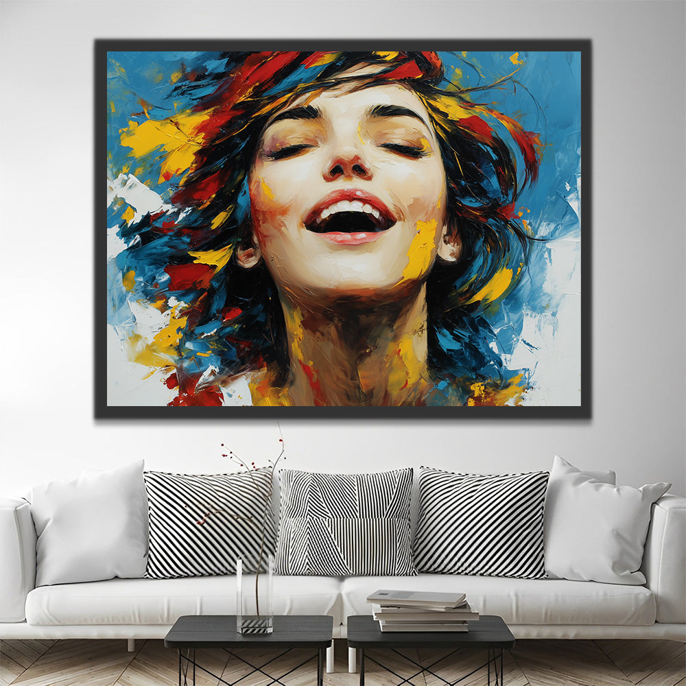 Mujer Feliz Sonriente Pintar por Números