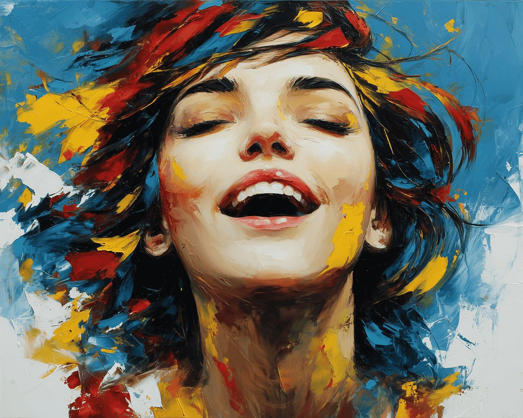 Mujer Feliz Sonriente Pintar por Números