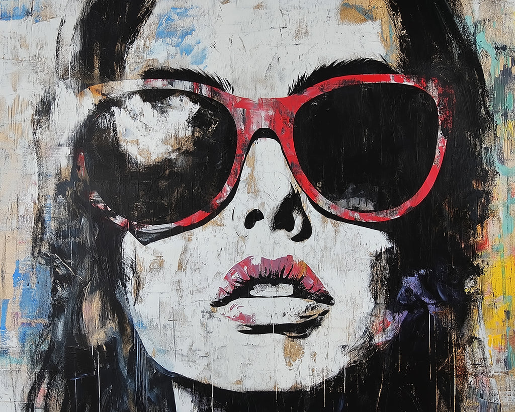 Mujer Hermosa con Gafas Rojas de Sol Pintar por Números