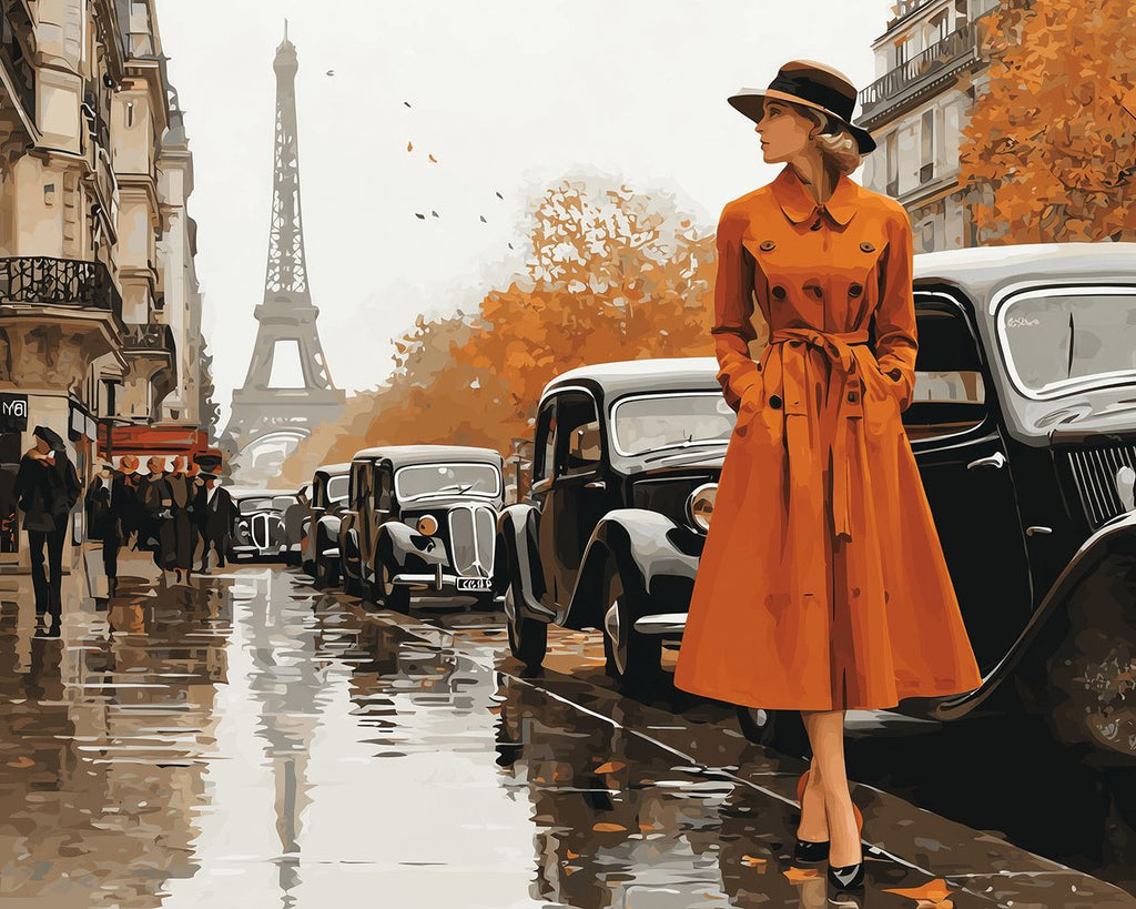 Mujer Moderna en Calle de París Pintar por Números