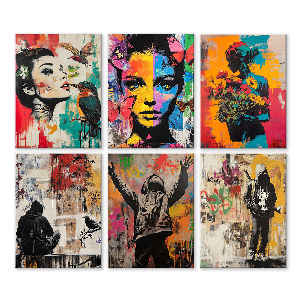 Mujer y Hombre de Estilo Graffiti 6 Partes Mini Pintar por Números