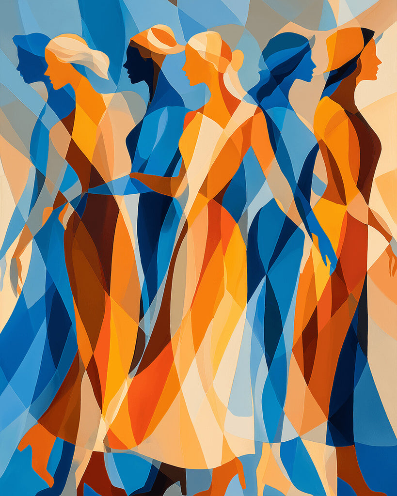 Mujeres Abstractas Caminando Pintar por Números