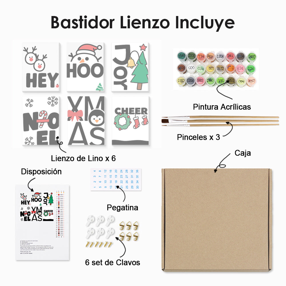 Navidad Blanca 6 Partes Mini Pintar por Números