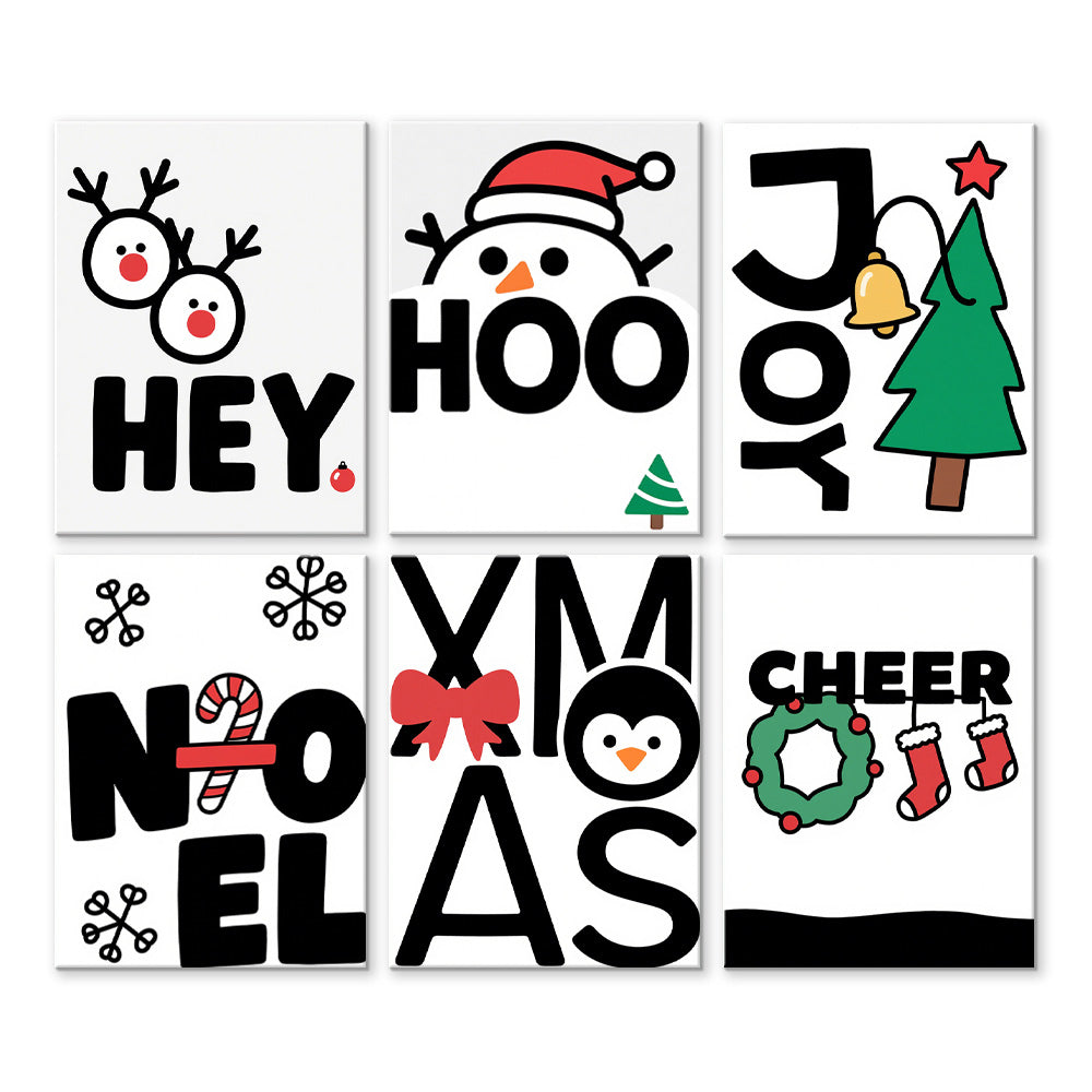 Navidad Blanca 6 Partes Mini Pintar por Números