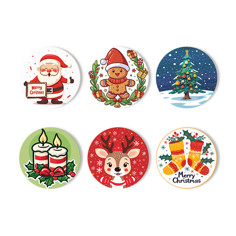 Navidad de Dibujos Animados 6 Posavasos Pintar por Números