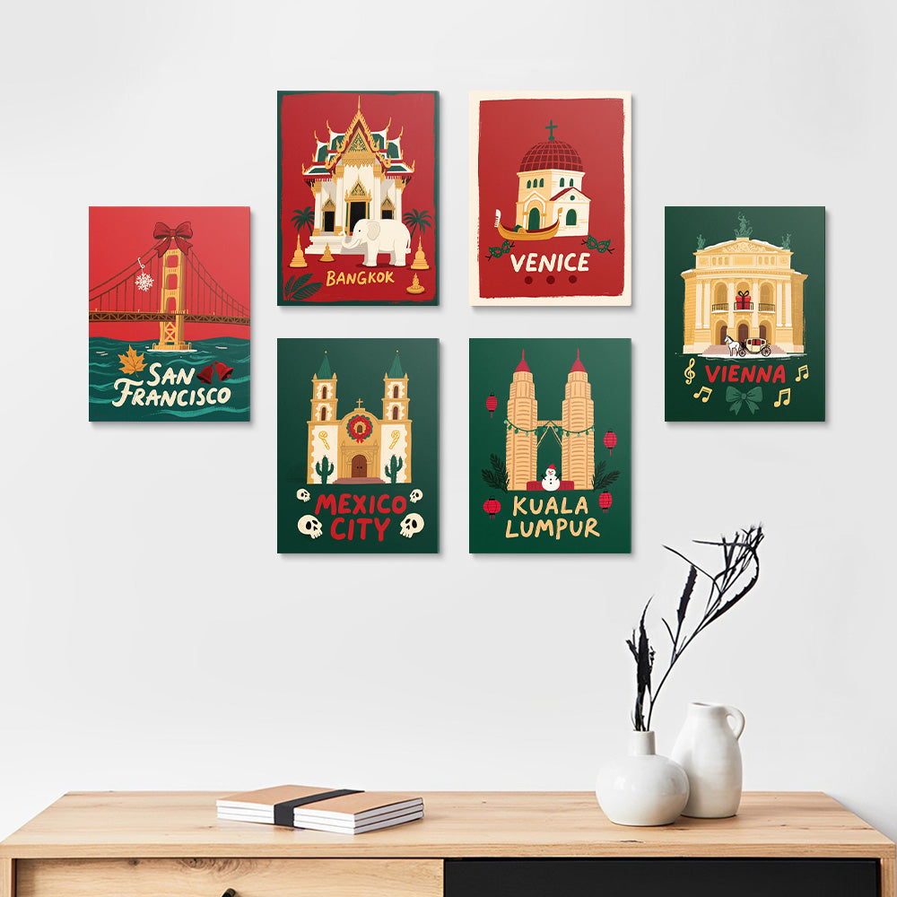 Navidad en Ciudades Famosas 6 Partes Mini Pintar por Números