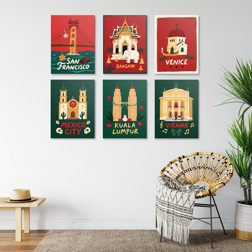 Navidad en Ciudades Famosas 6 Partes Mini Pintar por Números