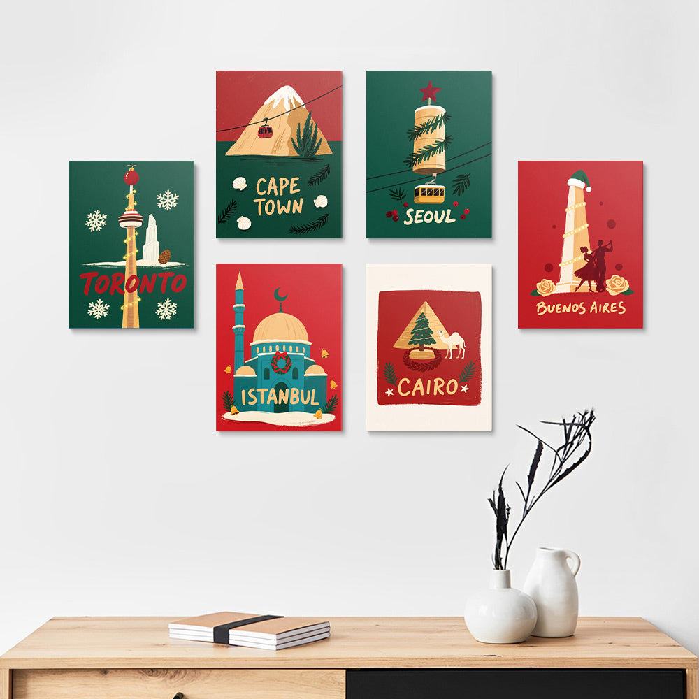 Navidad en Varias Ciudades 6 Partes Mini Pintar por Números