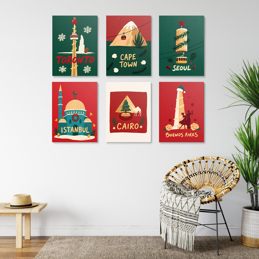 Navidad en Varias Ciudades 6 Partes Mini Pintar por Números