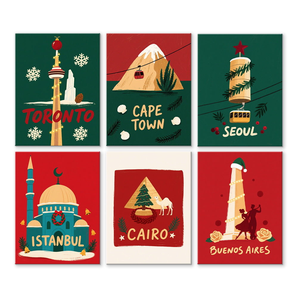 Navidad en Varias Ciudades 6 Partes Mini Pintar por Números