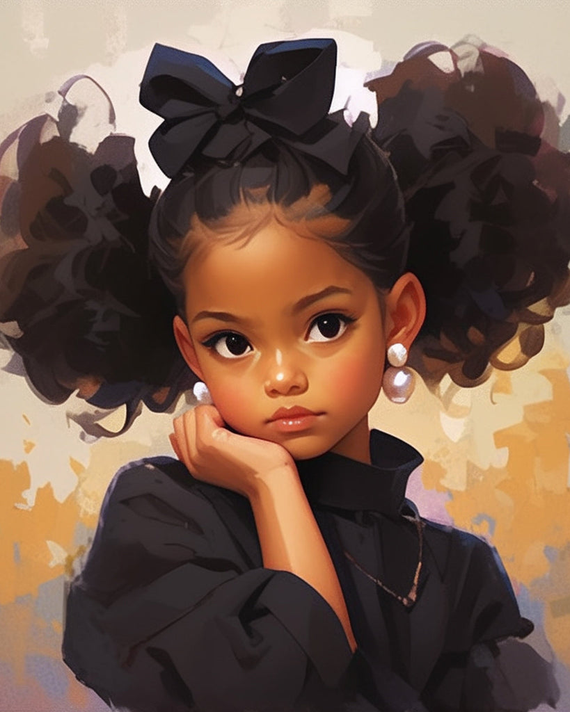 Niña Adorable con Pendientes de Perlas Pintar por Números