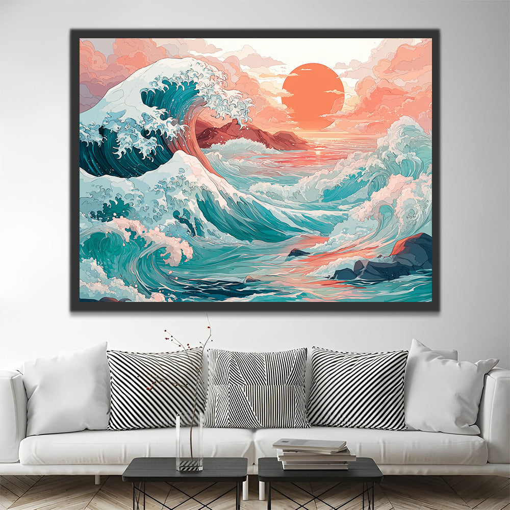 Nubes y Olas al Amanecer Pintar por Números