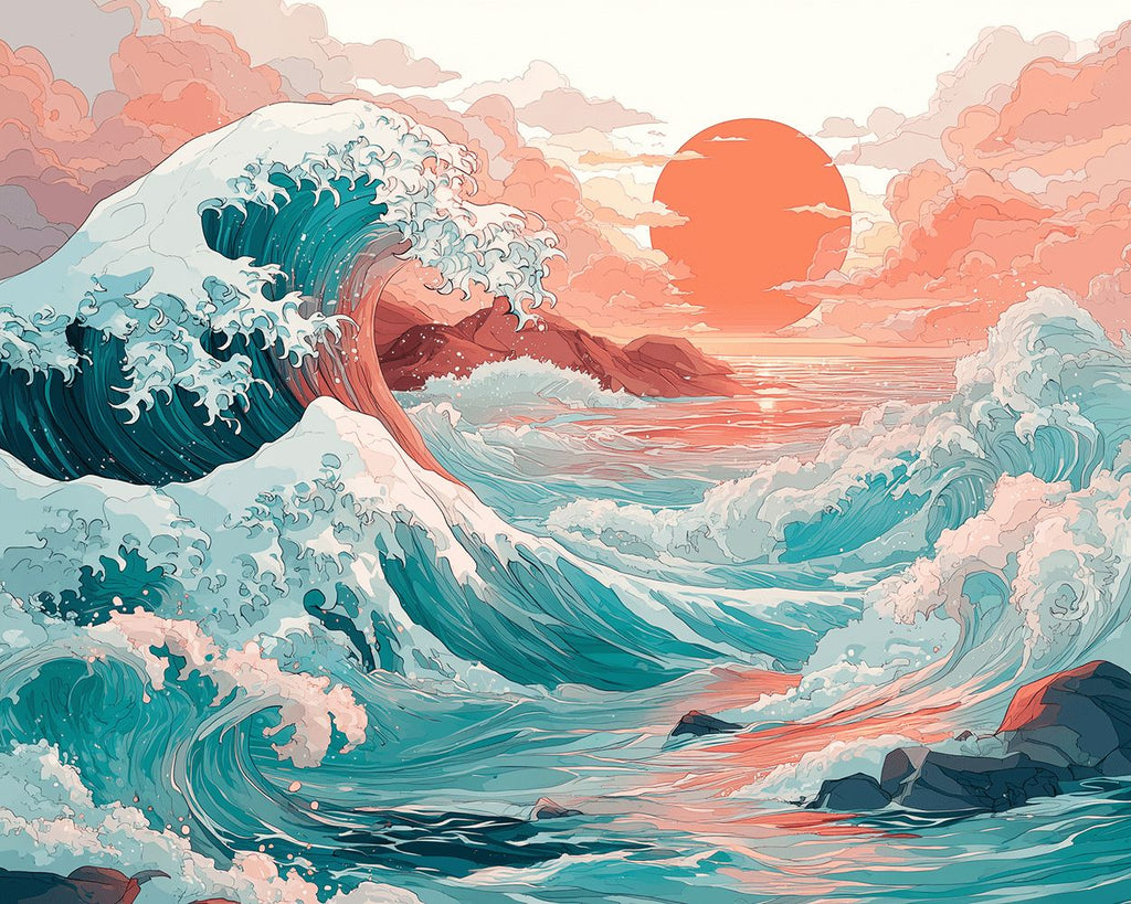 Nubes y Olas al Amanecer Pintar por Números