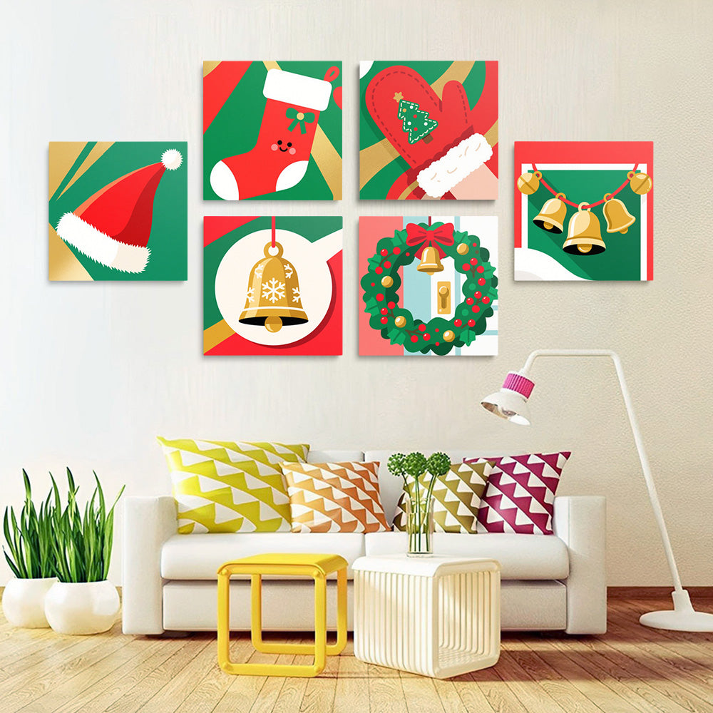 Objetos de Navidad de Dibujos Animados 6 Partes Mini Pintar por Números