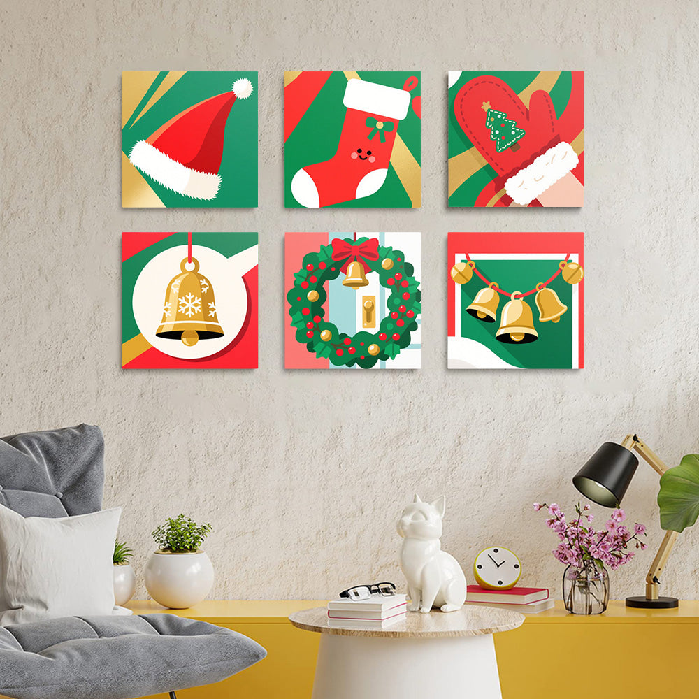 Objetos de Navidad de Dibujos Animados 6 Partes Mini Pintar por Números