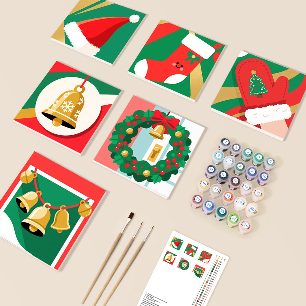 Objetos de Navidad de Dibujos Animados 6 Partes Mini Pintar por Números