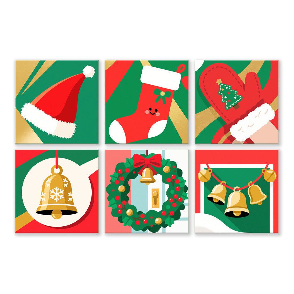 Objetos de Navidad de Dibujos Animados 6 Partes Mini Pintar por Números