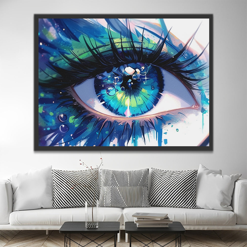 Ojo Hermoso de Color Azul de una Mujer Pintar por Números