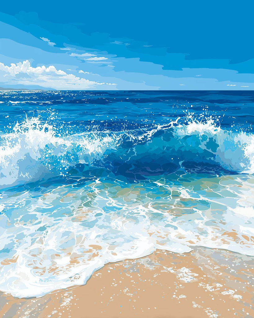 Olas Azules Rompiendo en la Playa Pintar por Números