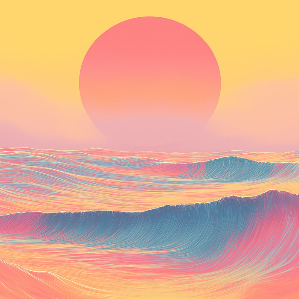 Olas Marinas Coloridas al Amanecer Mini Pintar por Números