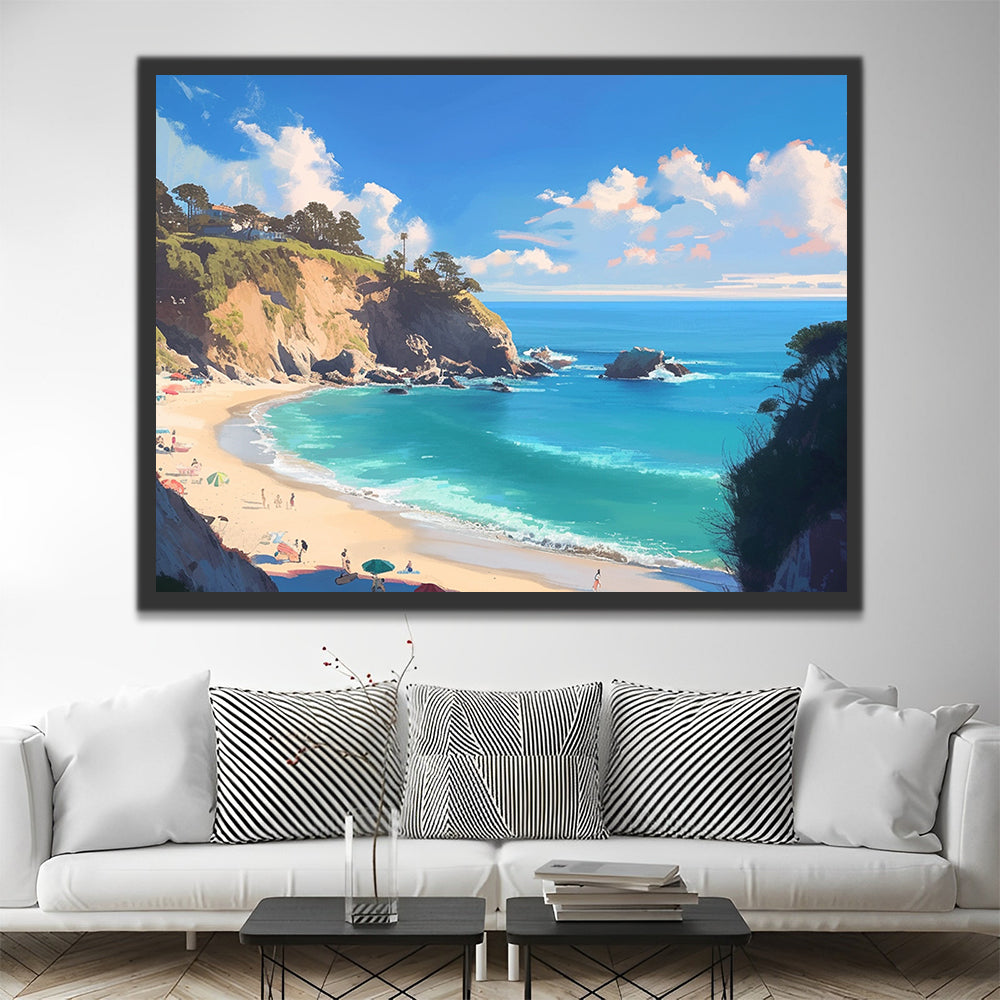 Paisaje de Mar y Visitantes en la Playa Pintar por Números