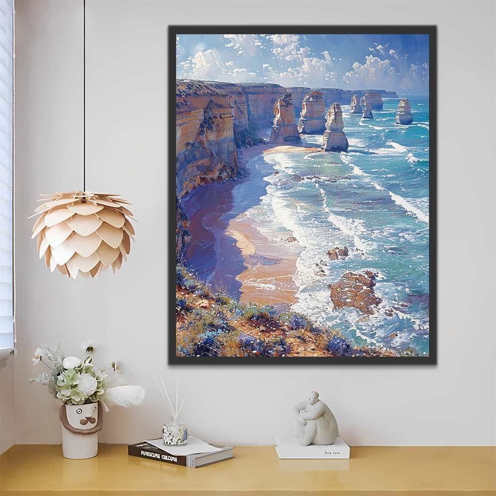 Paisaje de Montañas Junto al Mar Pintar por Números