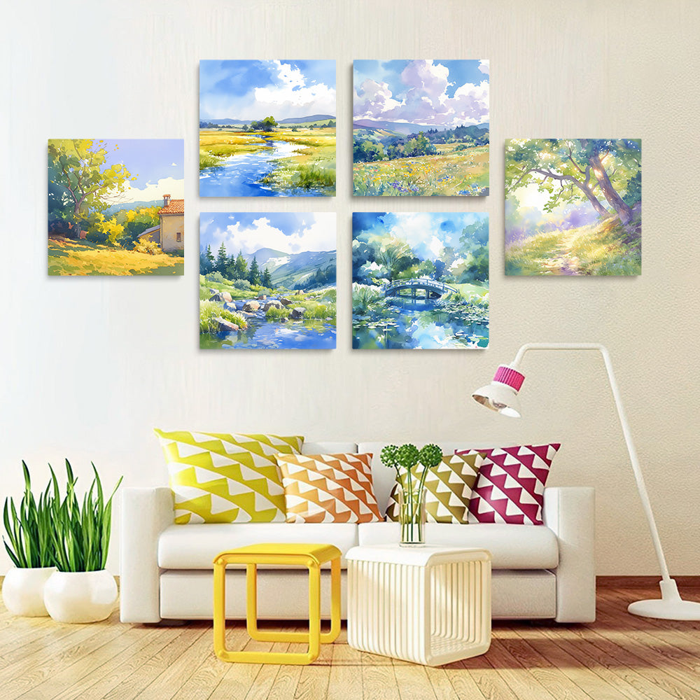 Paisaje Natural de Día Soleado 6 Partes Mini Pintar por Números