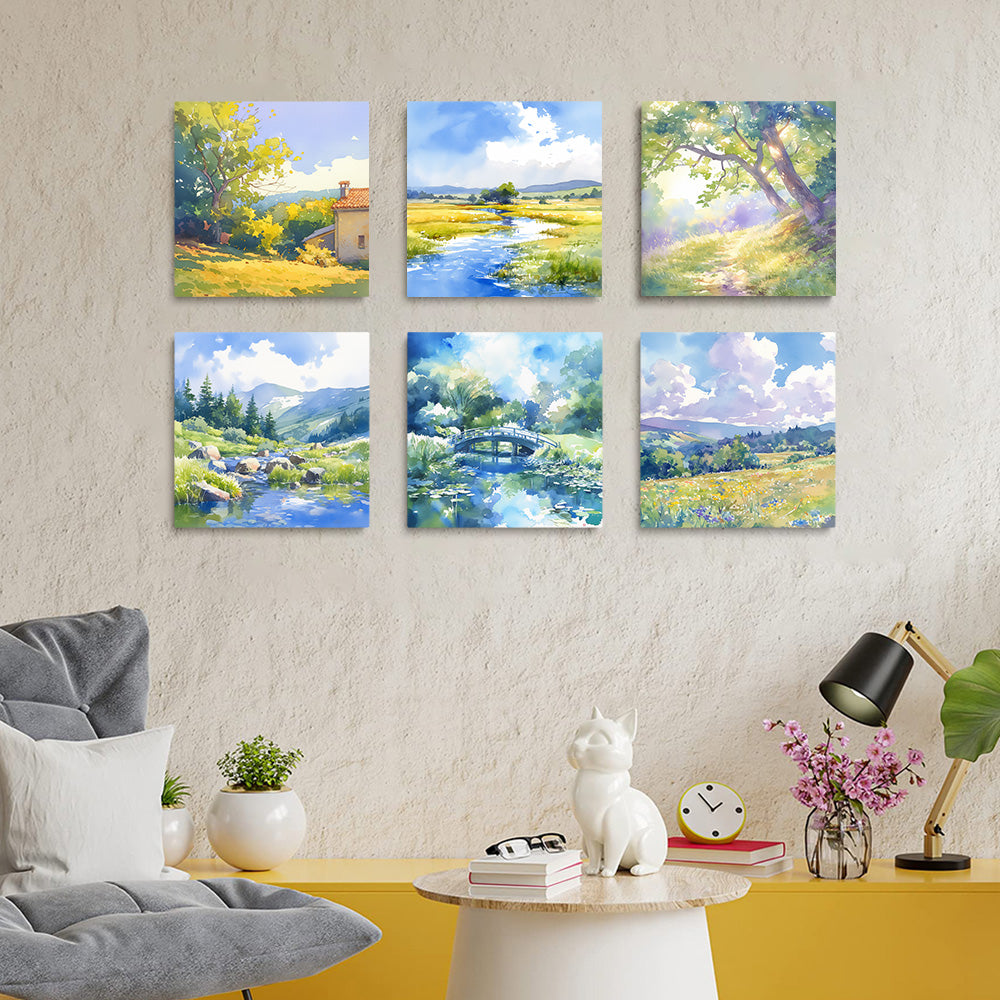 Paisaje Natural de Día Soleado 6 Partes Mini Pintar por Números