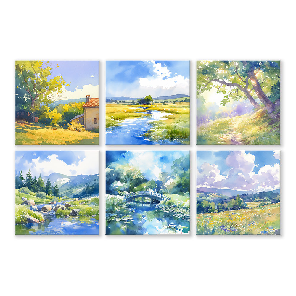 Paisaje Natural de Día Soleado 6 Partes Mini Pintar por Números