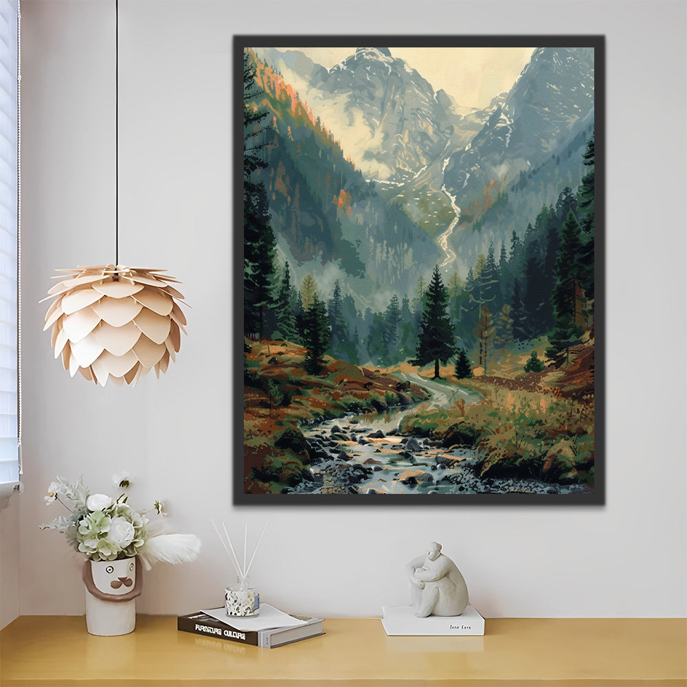 Paisaje Natural de Montañas y Arroyo Pintar por Números