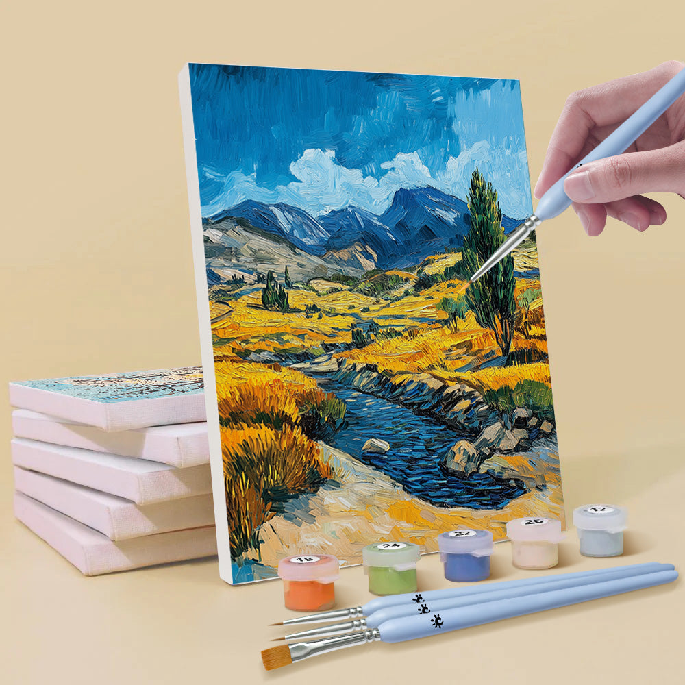 Paisaje Natural en Estilo de Van Gogh 6 Partes Mini Pintar por Números