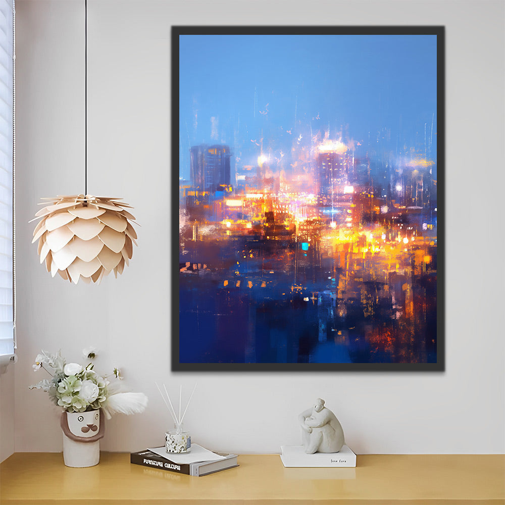 Paisaje Nocturno de Ciudad Difusa Pintar por Números
