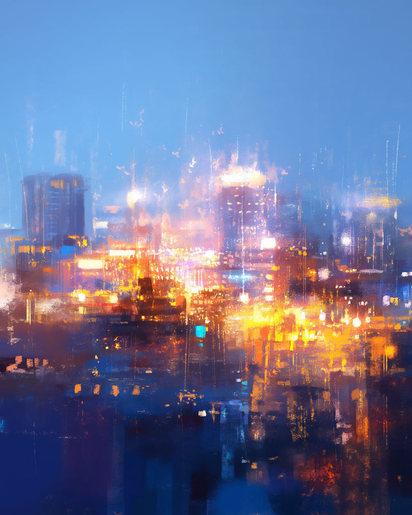 Paisaje Nocturno de Ciudad Difusa Pintar por Números